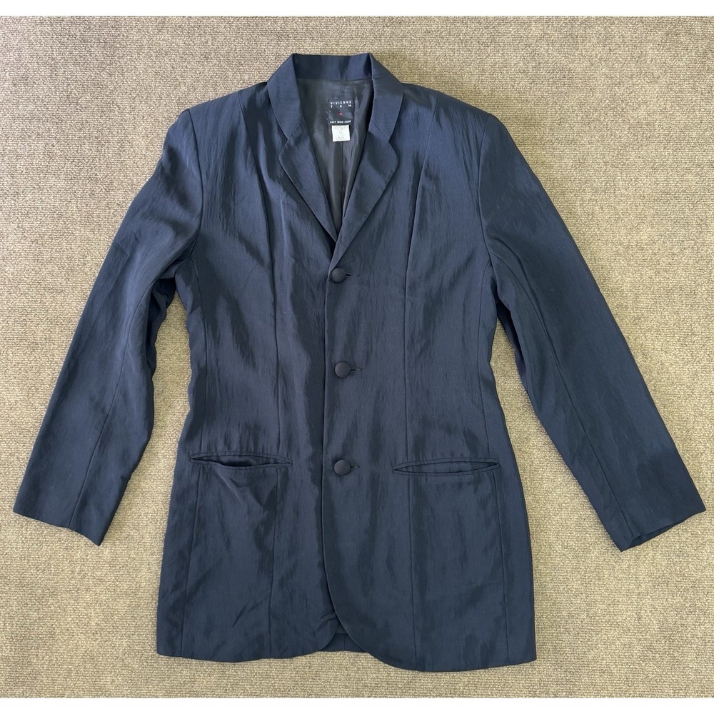 Vivienne Tam East Wind Code Vintage Black W. Long Blazer Jacket Size 2 Hong Kong